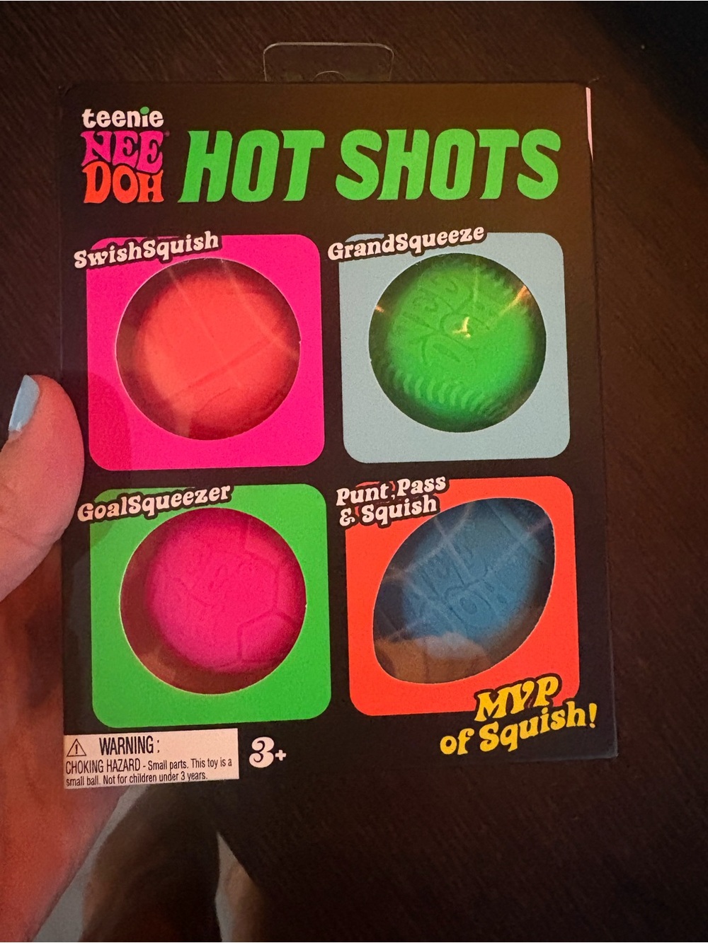 teenie NEE DOH Hot Shots Squish Balls Set - Orange, Pink, Green, Blue, Brand new